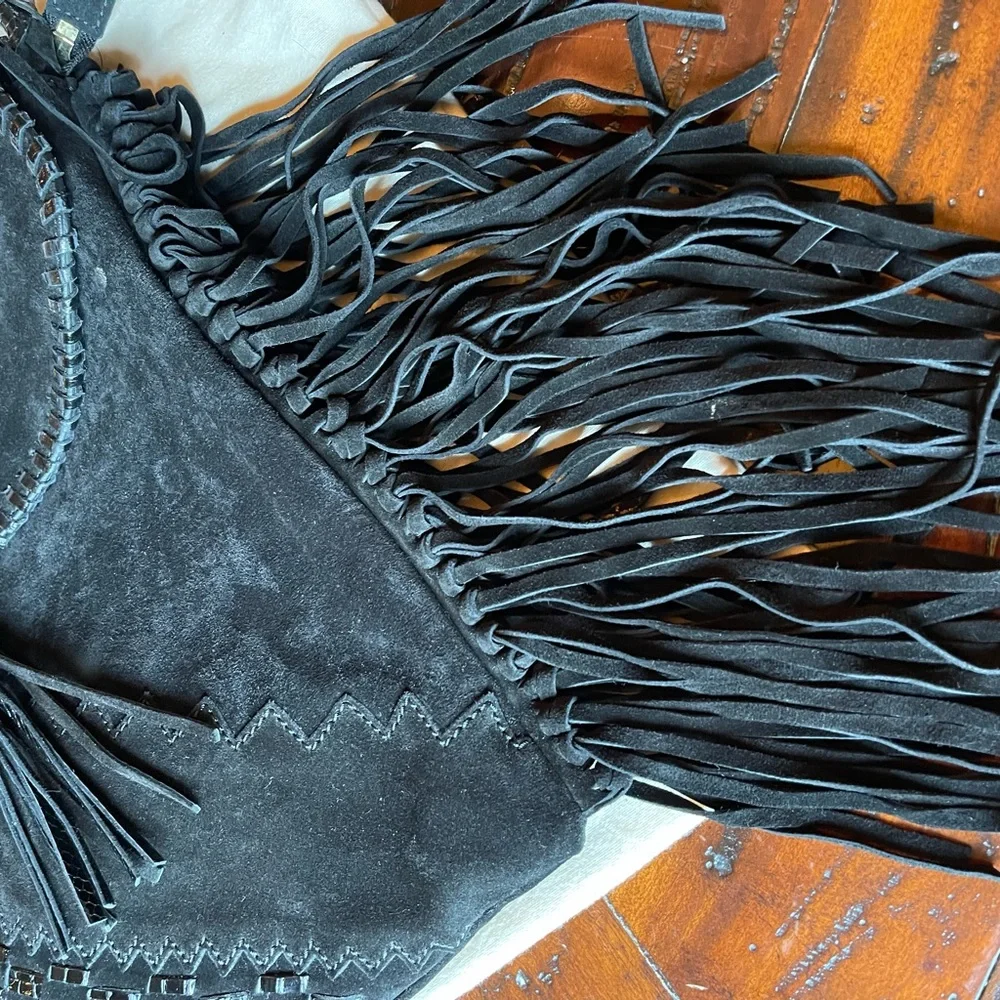 Jimmy Choo black suede fringed bag - Picture 4 of 7